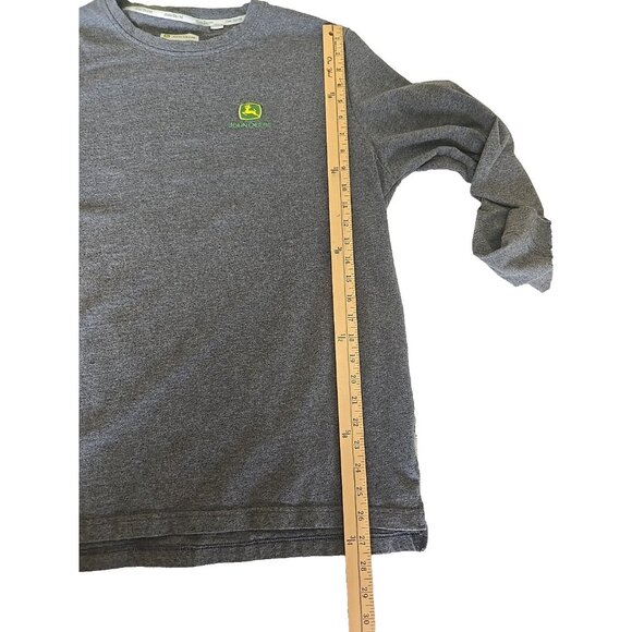 John Deere Charcoal Grey Long Sleeve Crewneck Tee Embroidered Tractor L - Picture 13 of 16